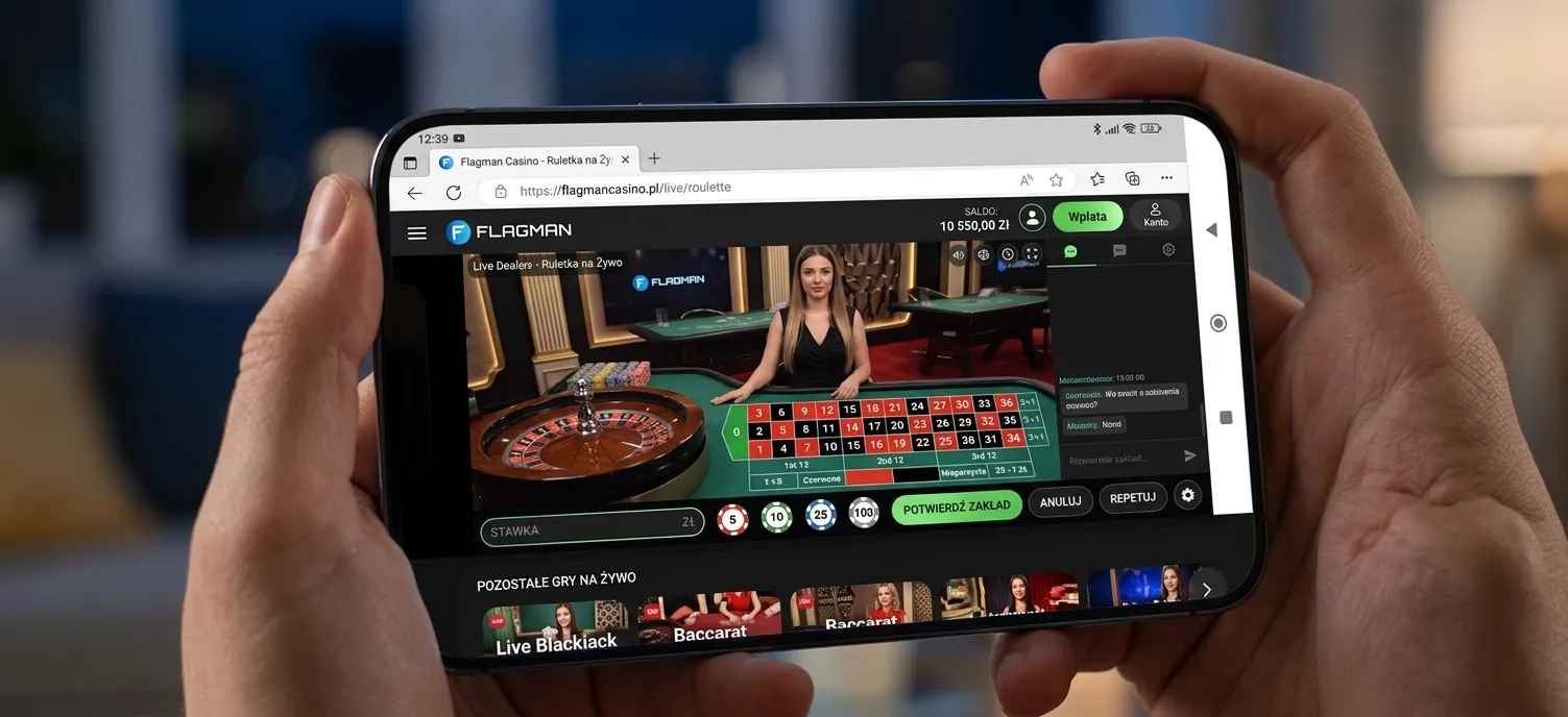 Flagman Casino na telefonie – mobilne lobby kasyna otwarte w przeglądarce smartfona